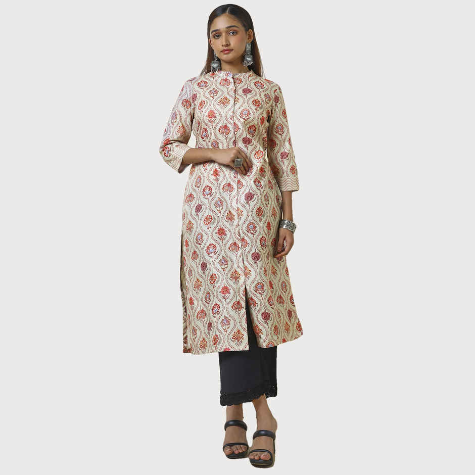 Soch Women's Beige Floral Print Kurta | M