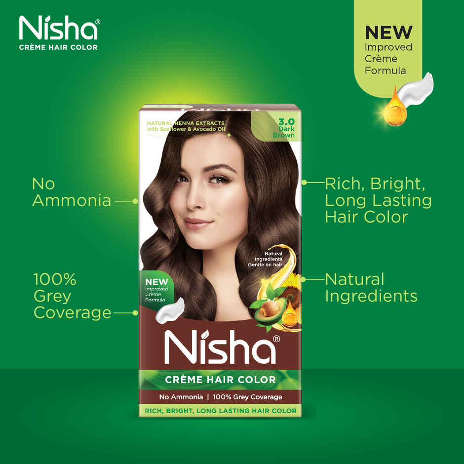 Nisha Creme Hair Color Box | 3.0 Dark Brown