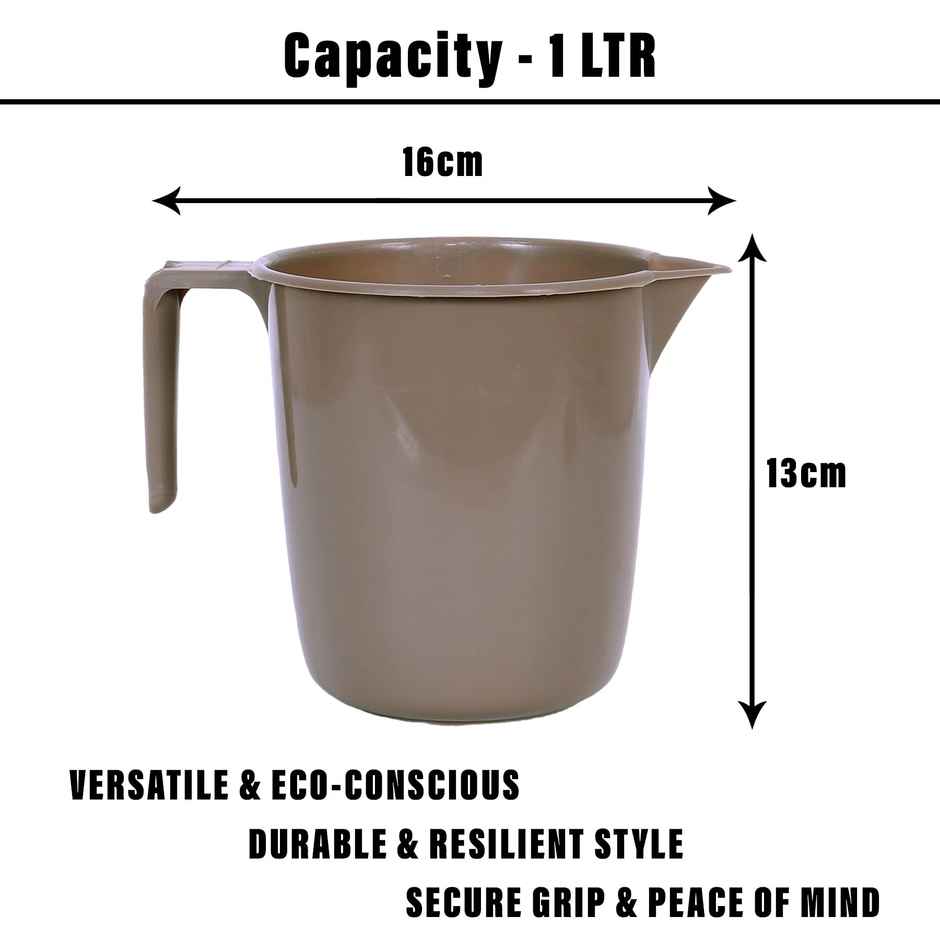 Kuber Industries Plastic Bathroom Mug | 1 L | Pack of 2| Multicolour