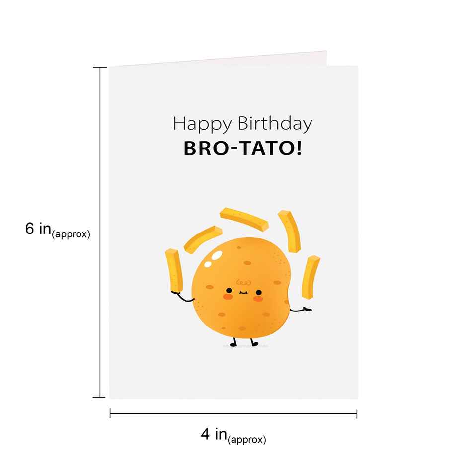 Itsy Bitsy Greeting Card & Envelope Happy Birthday Bro-Tato 4 x 6 Inch | Pack Of 2