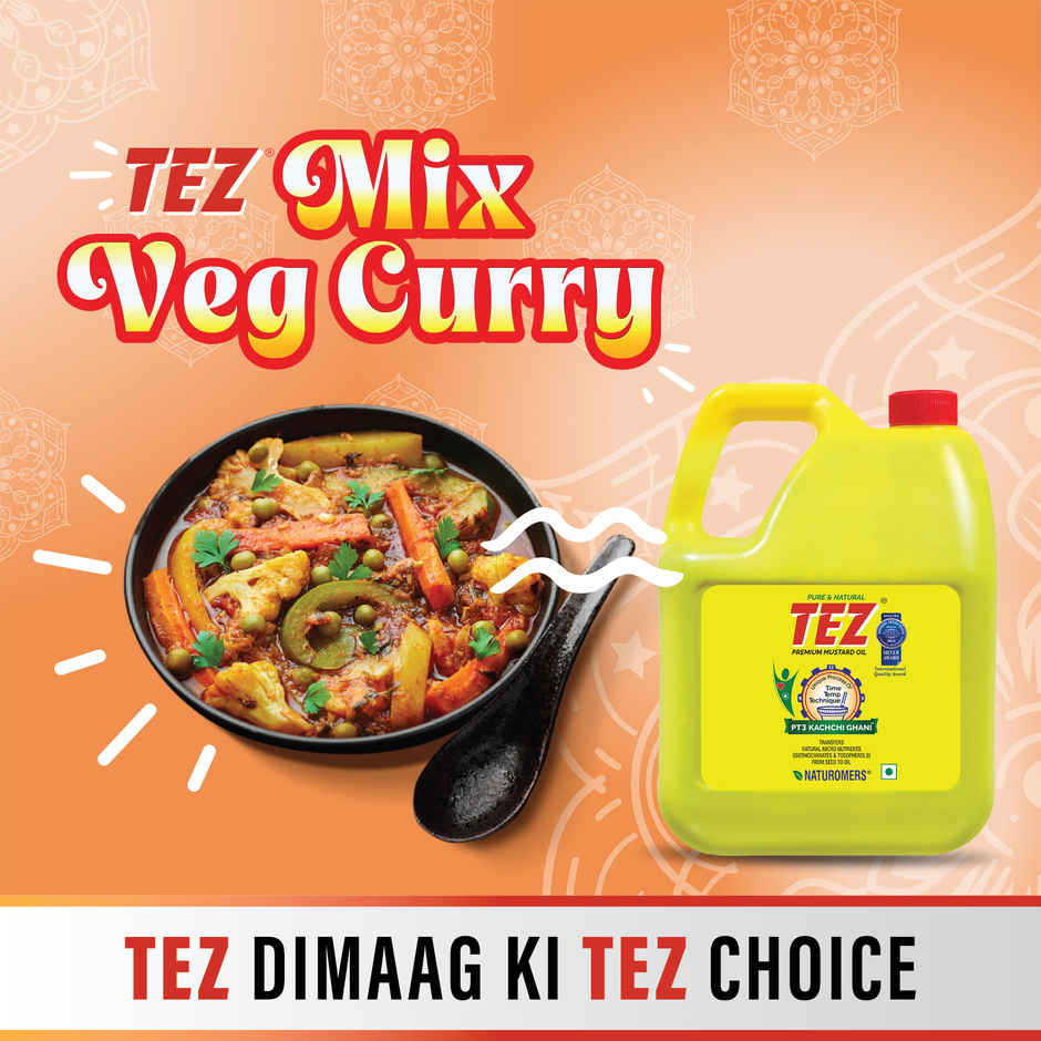 Tez Mustard Oil  Pure & Natural PT3 Kachchi Ghani Sarson Ka Tel 5L Jar