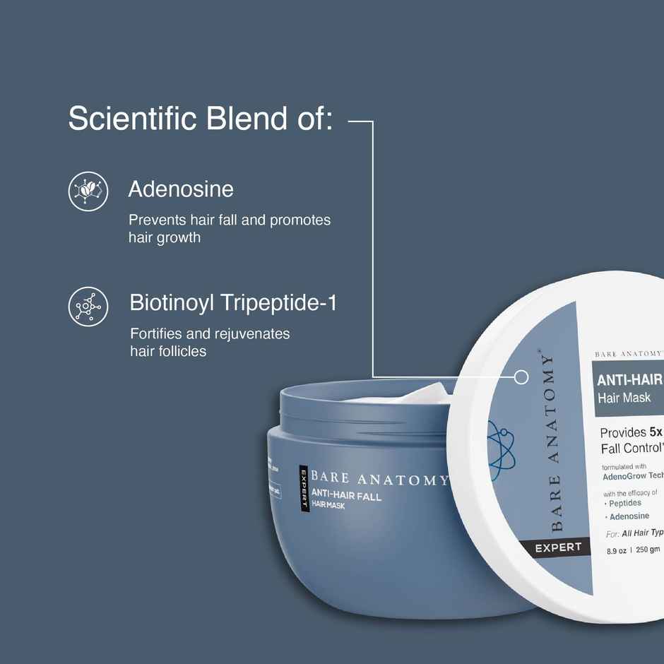 Bare Anatomy Anti-Hair Fall Mask Hairfall Control With Peptides Hair Mask For Dry & Frizzy Hair