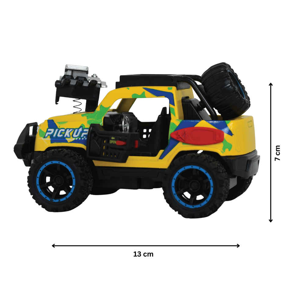 Tak Tak Toys Die Cast Off Road Monster Car with Metal Body 2 Seater Openable Doors Yellow