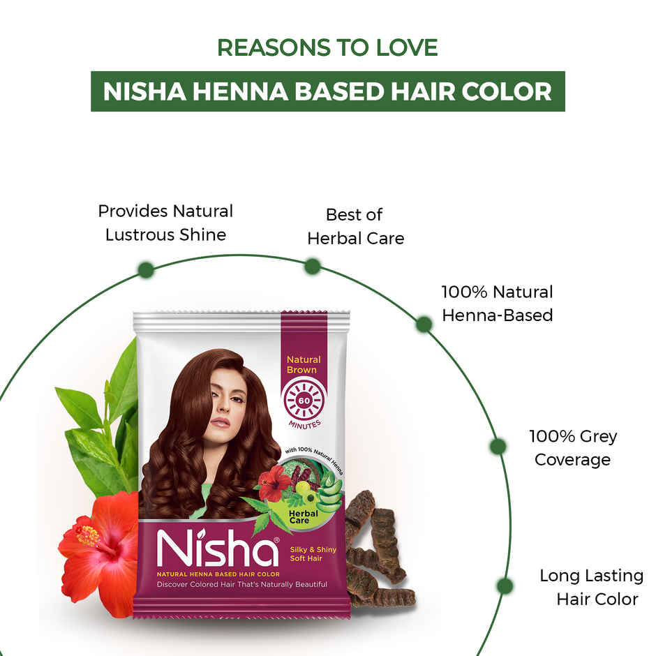 Nisha Natural Henna Based Hair Color | Natural Brown