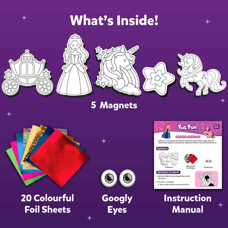 Skillmatics Foil Fun Unicorns & Princesses Magnets Craft Kit