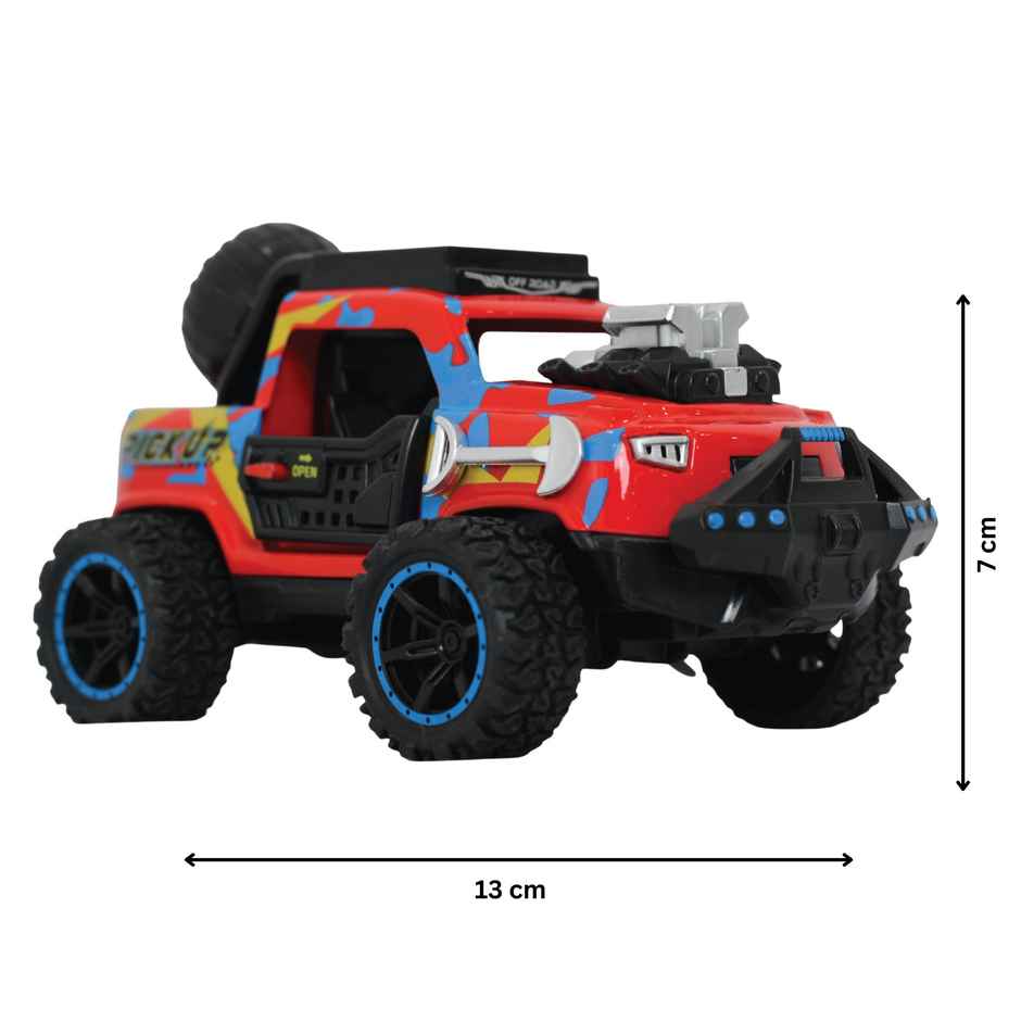 Tak Tak Toys Die Cast Off Road Monster Car with Metal Body 2 Seater Openable Doors Red