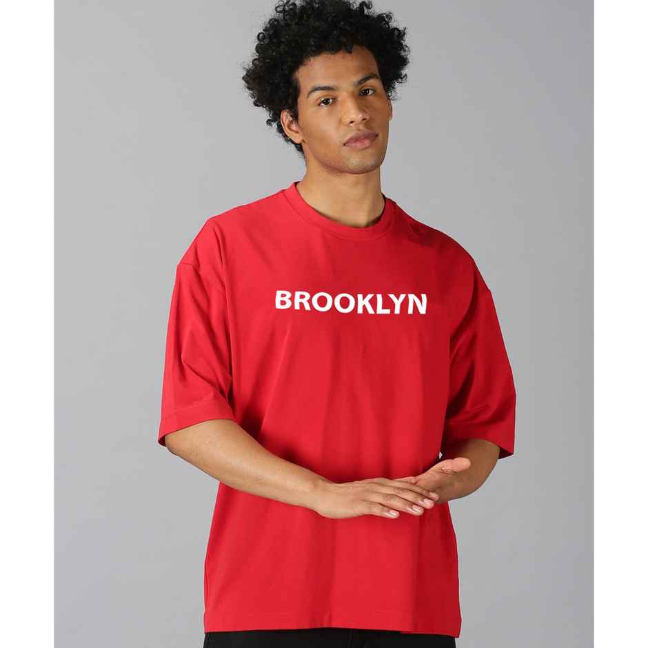 De Tees Men's Oversize T-shirt | M-OST-RED-BROOKYLN | Red - L