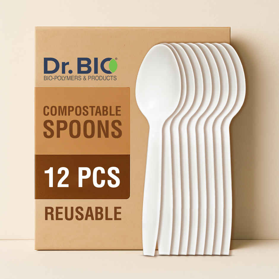 Dr. Bio Resuable Spoon | 12 Pcs | Disposable | Biodegradable | Compostable | Made of Corn Starch