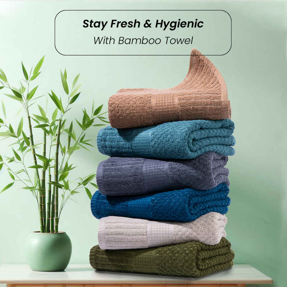 Mush Bamboo Popcorn Bath Towel 450 GSM Soft Absorbent Quick Dry Towel 70x140 cm Blue