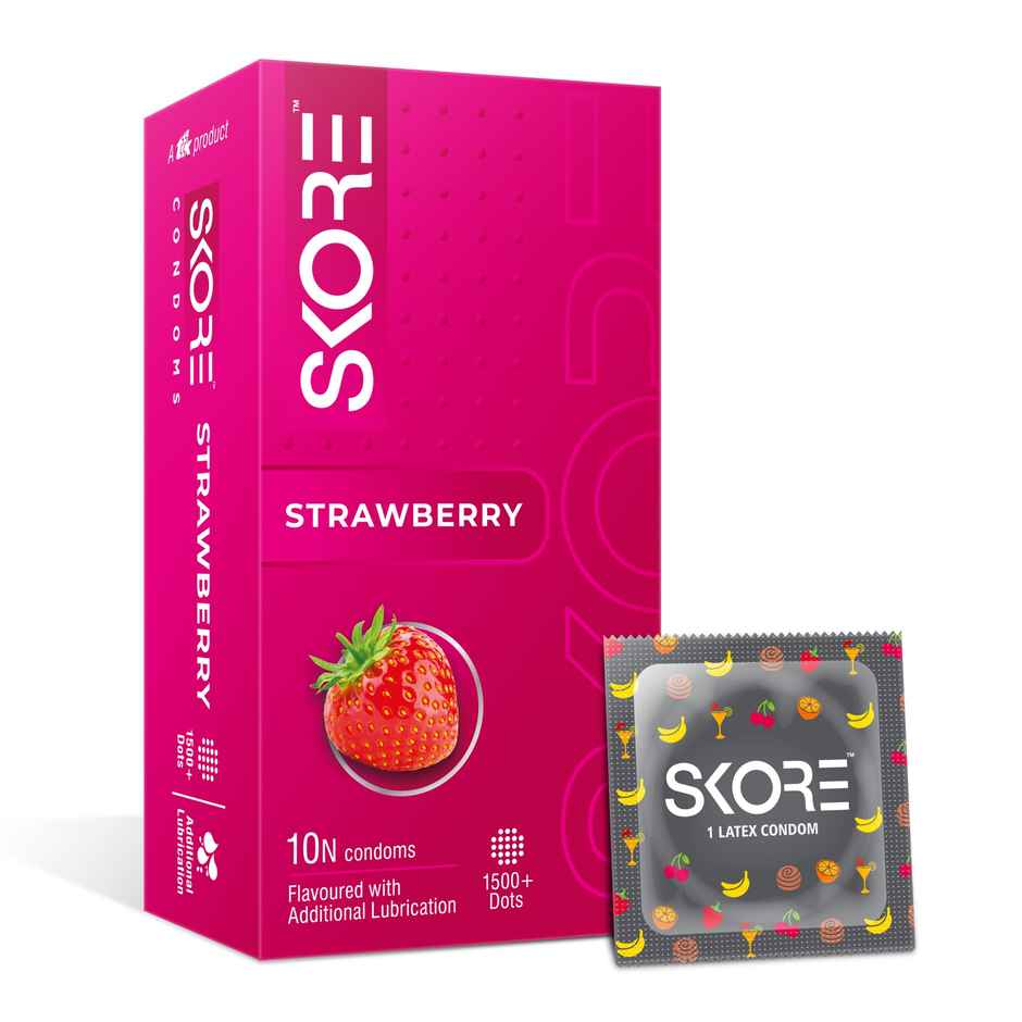 Skore Colored And Flavoured Condoms - Strawberry Combo