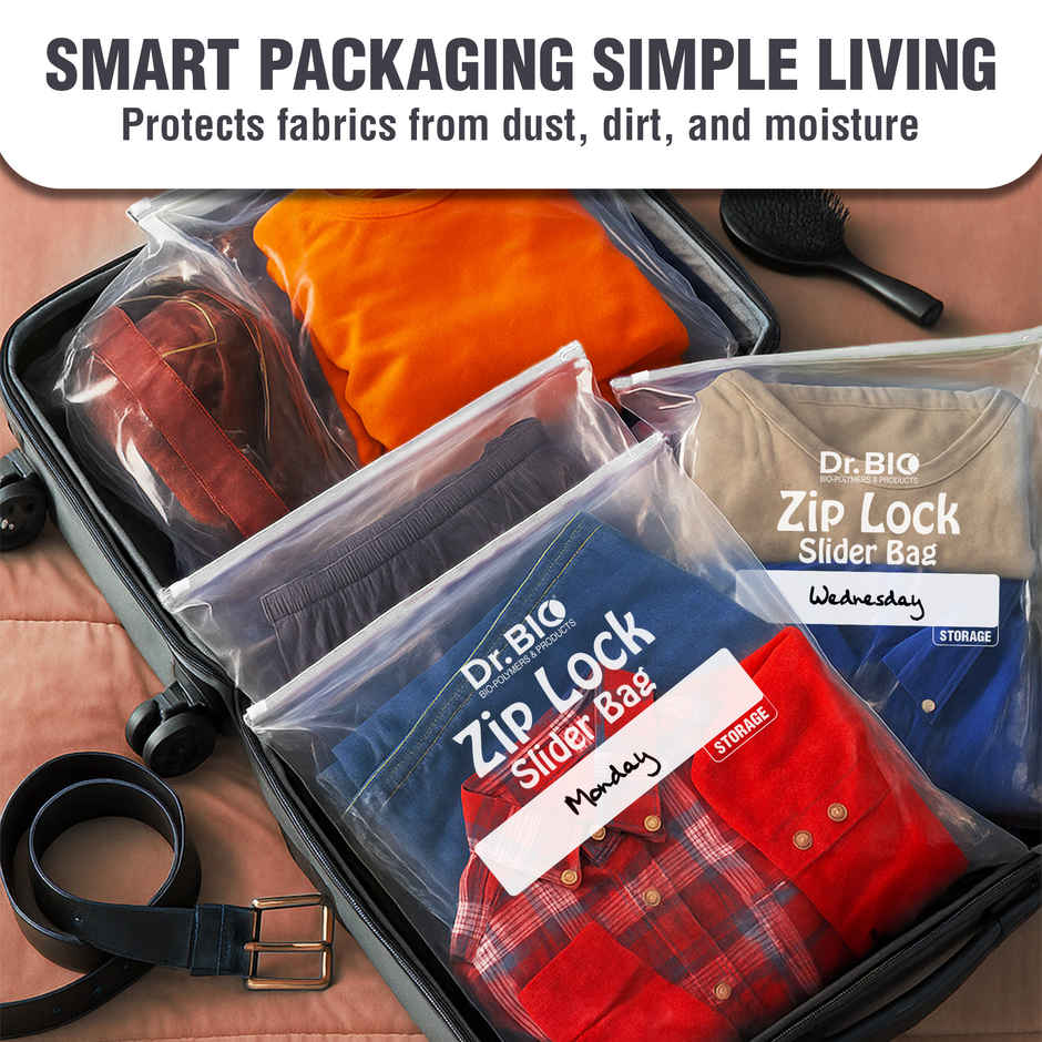 Dr. Bio Zip Slider Bags | Reusable | Bio Degradable | Multipurpose | 31 x 37 cm