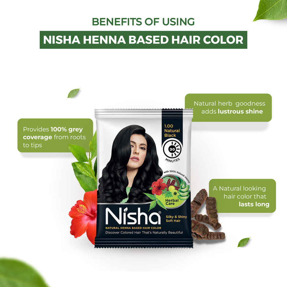 Nisha Natural Henna Based Hair Color | Natural Black