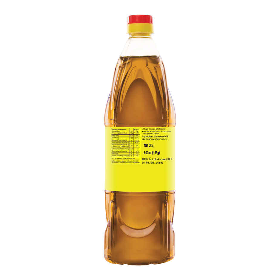 Tez Mustard Oil  Pure & Natural PT3 Kachchi Ghani Sarson Ka Tel 500ml Bottle