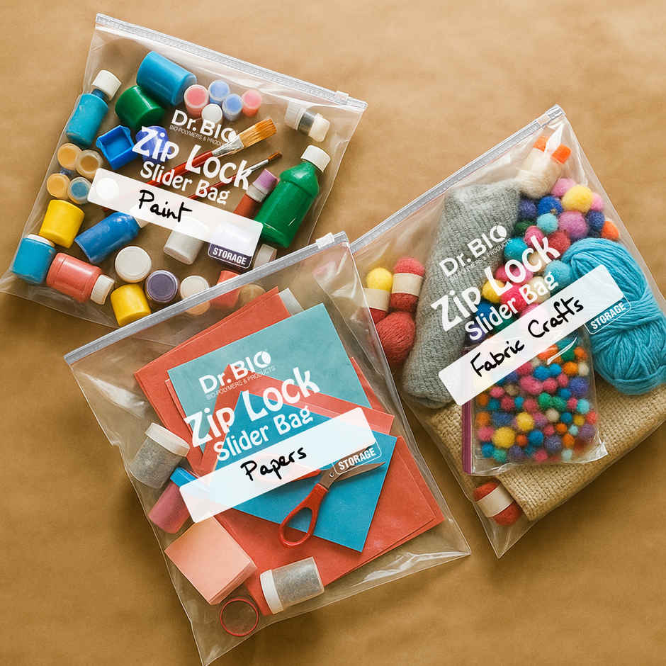 Dr. Bio Zip Slider Bags | Reusable | Bio Degradable | Multipurpose | 31 x 37 cm