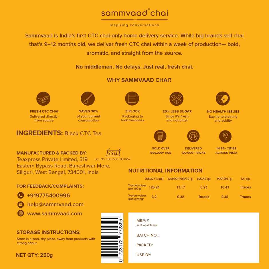 Teabox Sammvaad Kadak Chai from the Premium Gardens of Assam