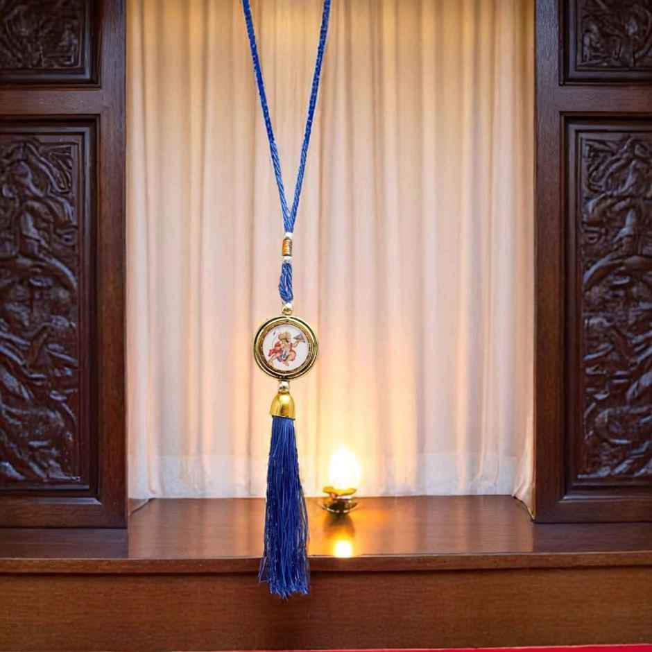 Divine Vibes Round Shape Rotational Dual Side Hanuman Ji Decorative Car Hanging