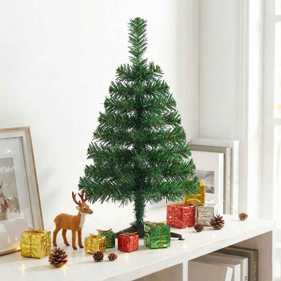 Artificial Christmas Tree | 3 Feet | Green | Solid Legs | Party Propz
