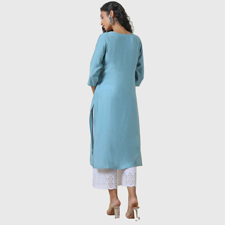 Soch Women's Powder Blue Viscose Blend Kurta with Cutdana | L