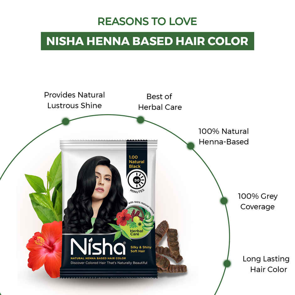Nisha Natural Henna Based Hair Color | Natural Black