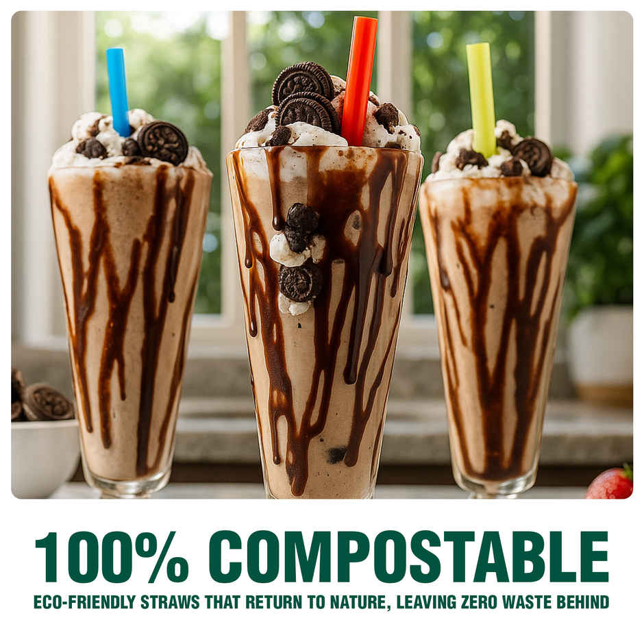 Dr. Bio Resuable Straw | 25 Pcs | Multi Colour | Disposable | Biodegradable | Compostable