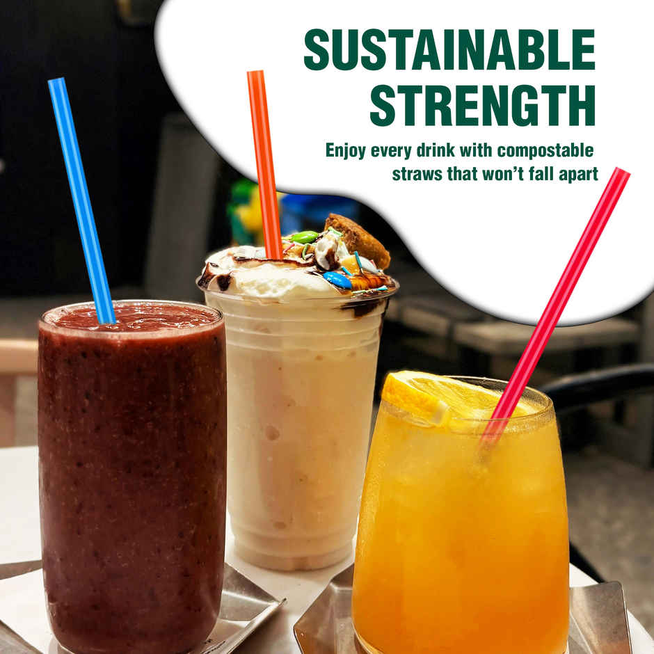 Dr. Bio Resuable Straw | 25 Pcs | Multi Colour | Disposable | Biodegradable | Compostable