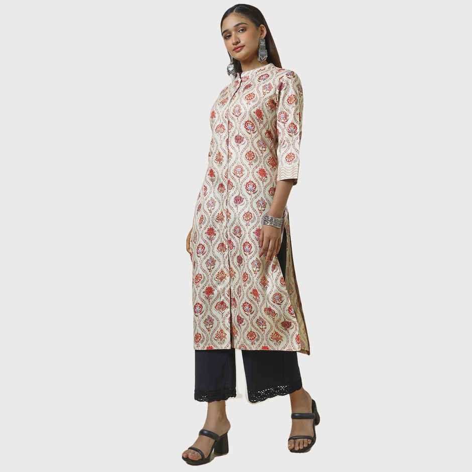 Soch Women's Beige Floral Print Kurta | M