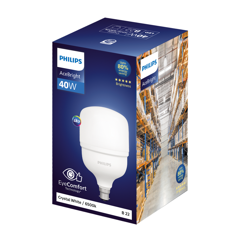 Philips Acebright 40 W Led Bulb (Crystal White) | B22 Base Holder
