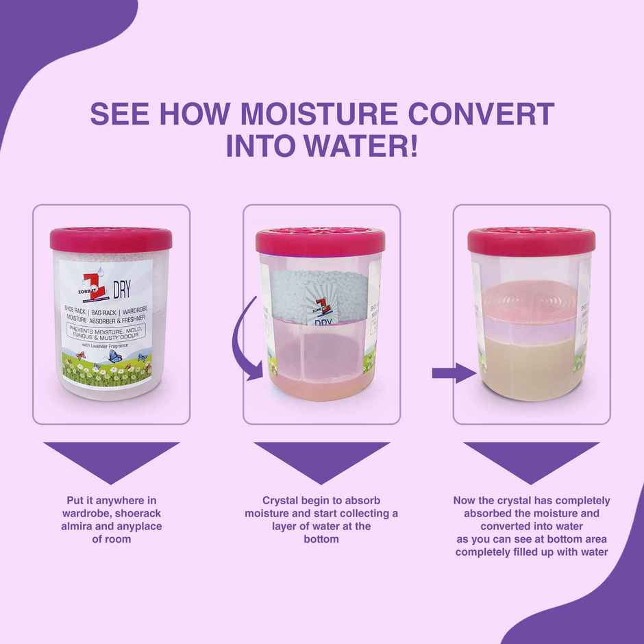 Dr. Bio KEEP IT FRESH Odour+Moisture Absorber + Perfume | 3in1 Air Freshner with Lavendar Fragrance