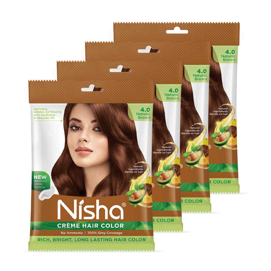 Nisha Creme Hair Color Pouch | Natural Brown