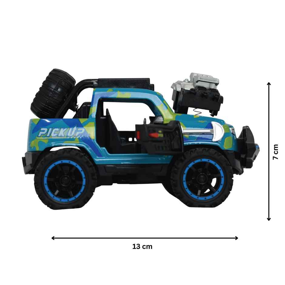 Tak Tak Toys Die Cast Off Road Monster Car with Metal Body 2 Seater Openable Doors Blue