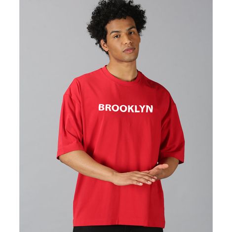 De Tees Men's Oversize T-shirt | M-OST-RED-BROOKYLN | Red - L