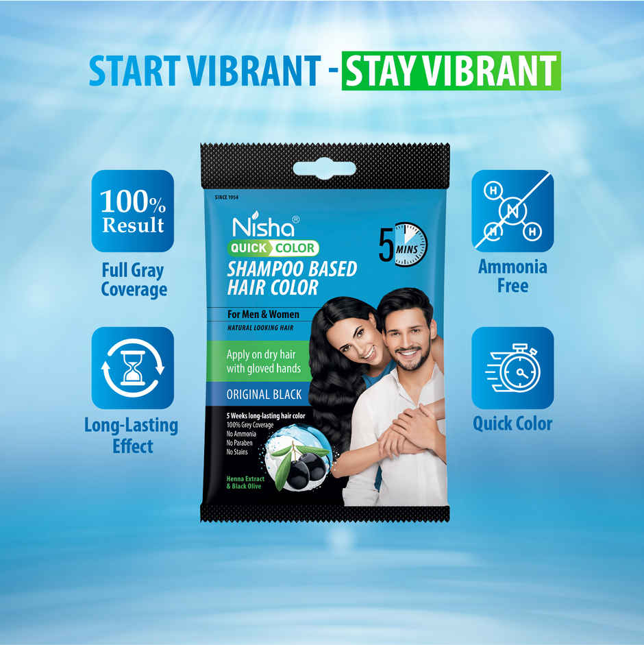 Nisha Shampoo Based Hair Color | Original Black