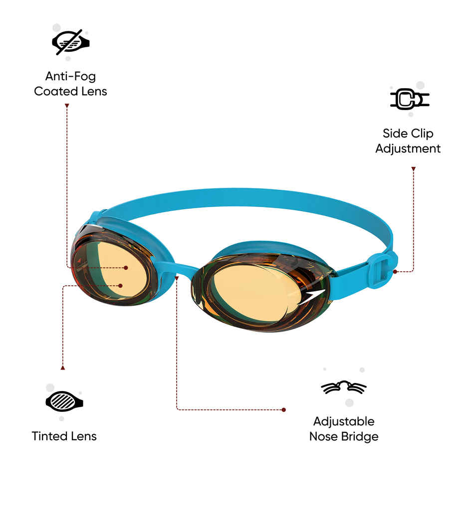Speedo Unisex Kids Jet 2.0 Anti Fog coated lens Swim Goggles | Blue - 6-14 Years