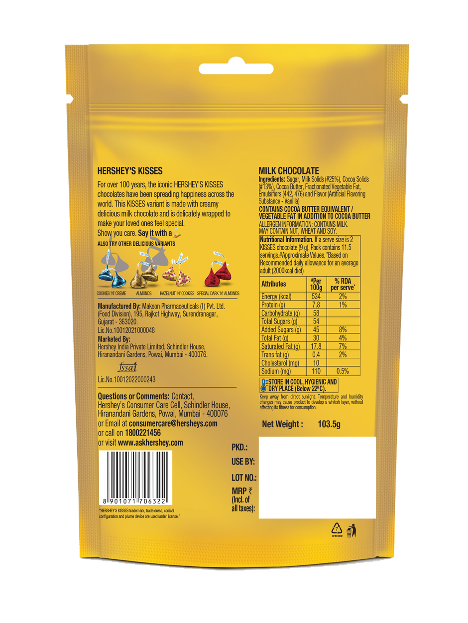 Hershey's Kisses Milk | Chocolate Share Bag