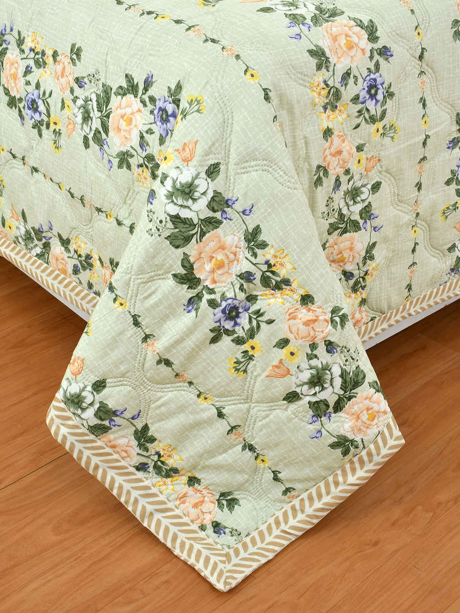 Furnofy Ultrasonic Comforter King Size Light Weight | Microfibre | Tea Green - 80 x 90 in