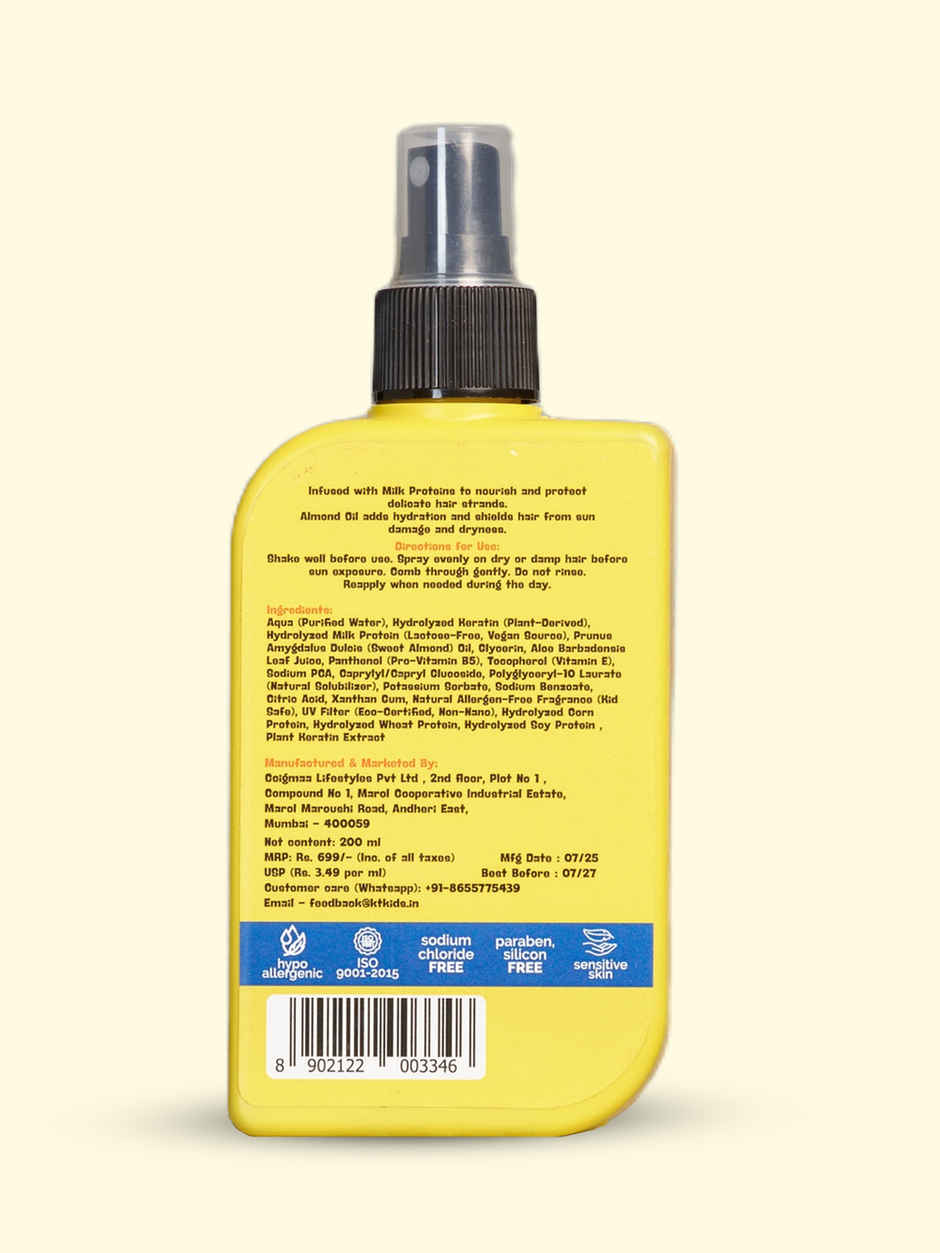 Moisturizing Sun Protection Hair Spray Milk and Almond Oil