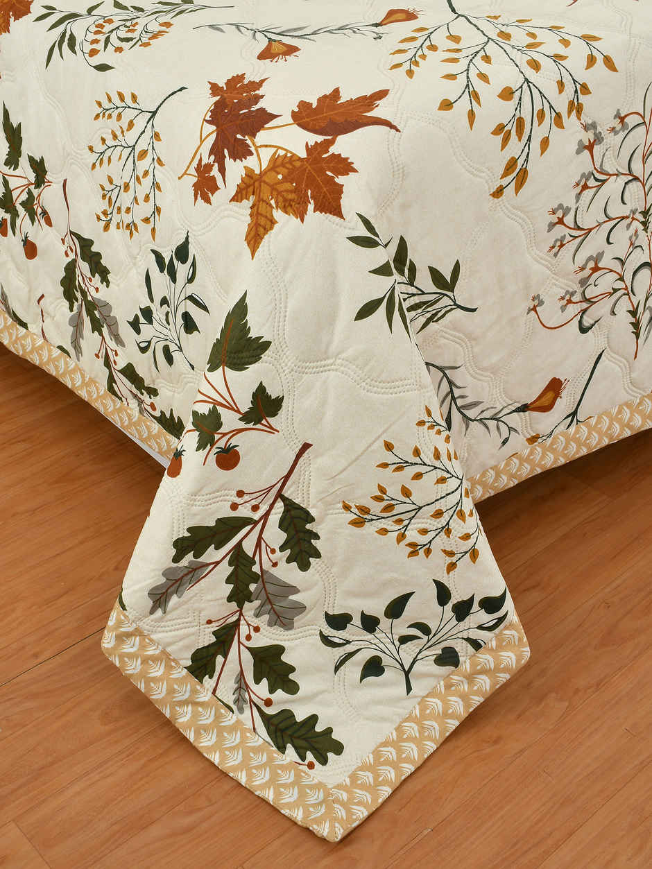 Furnofy Ultrasonic Comforter King Size Light Weight | Microfibre | Cream & Brown - 86 x 96 in