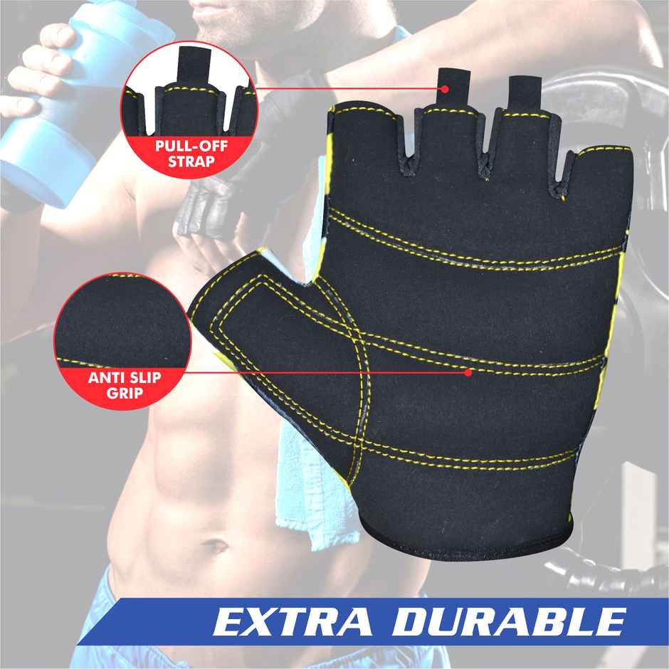 BAY6 Max Grip Gym Gloves for Workouts | Pull Ups & Weightlifting | Medium Size