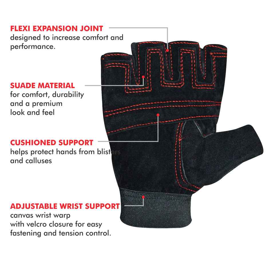 BAY6 Multipurpose Gym Gloves for Workouts | Pull Ups & Weightlifting | Medium Size