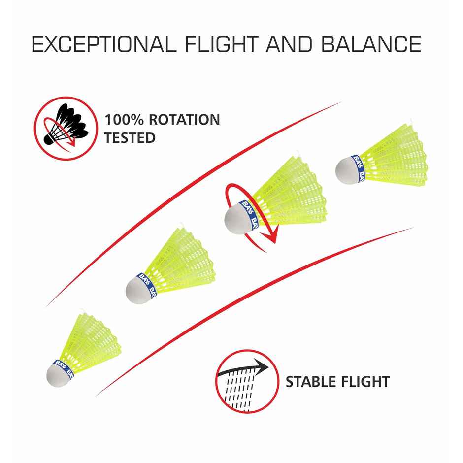 BAY6 Nylon Shuttlecock Pack of 6