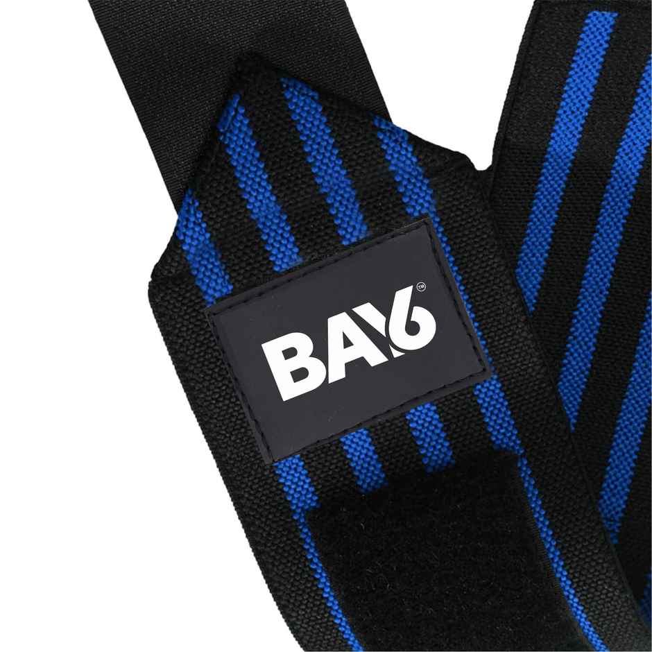 BAY6 Regular Cotton Wrist Wraps with Thumb Loops | One Size Fits All | Blue | Pack of 2