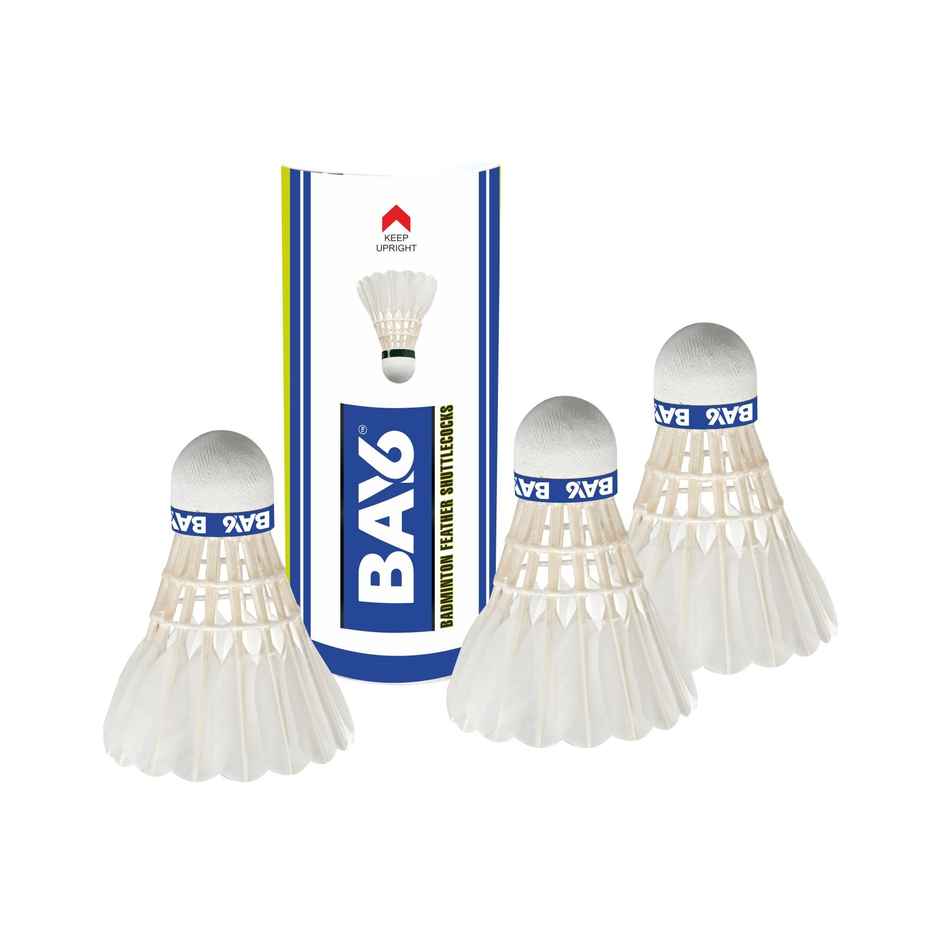 BAY6 B-101 Badminton Kit 2 Rackets, 1 Full Cover& 1 Box Feather Shuttlecocks Pack of 3 | Black