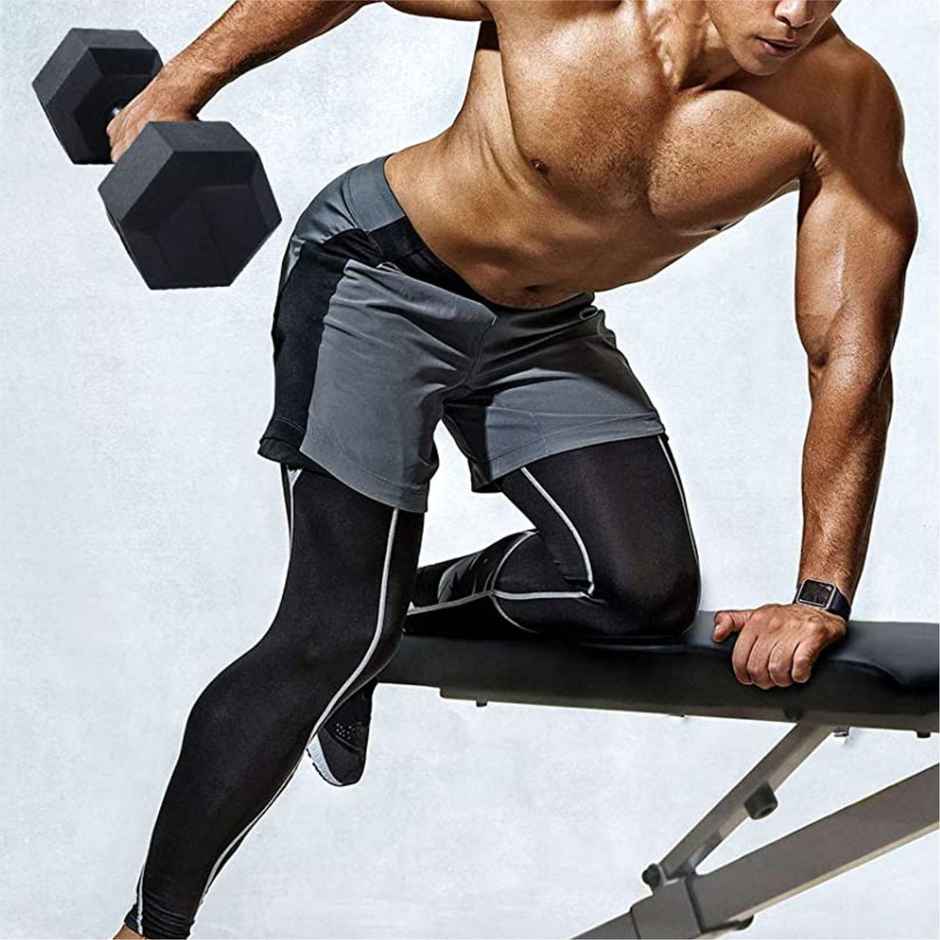 BAY6 Hex Rubber Coated Dumbbell (5 kg X 1) | Black