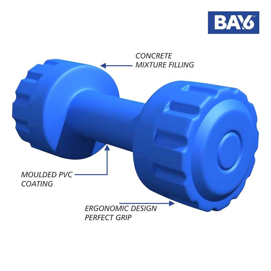 BAY6 1 kg Fixed PVC Dumbbells Set | Pack of 2 | Blue