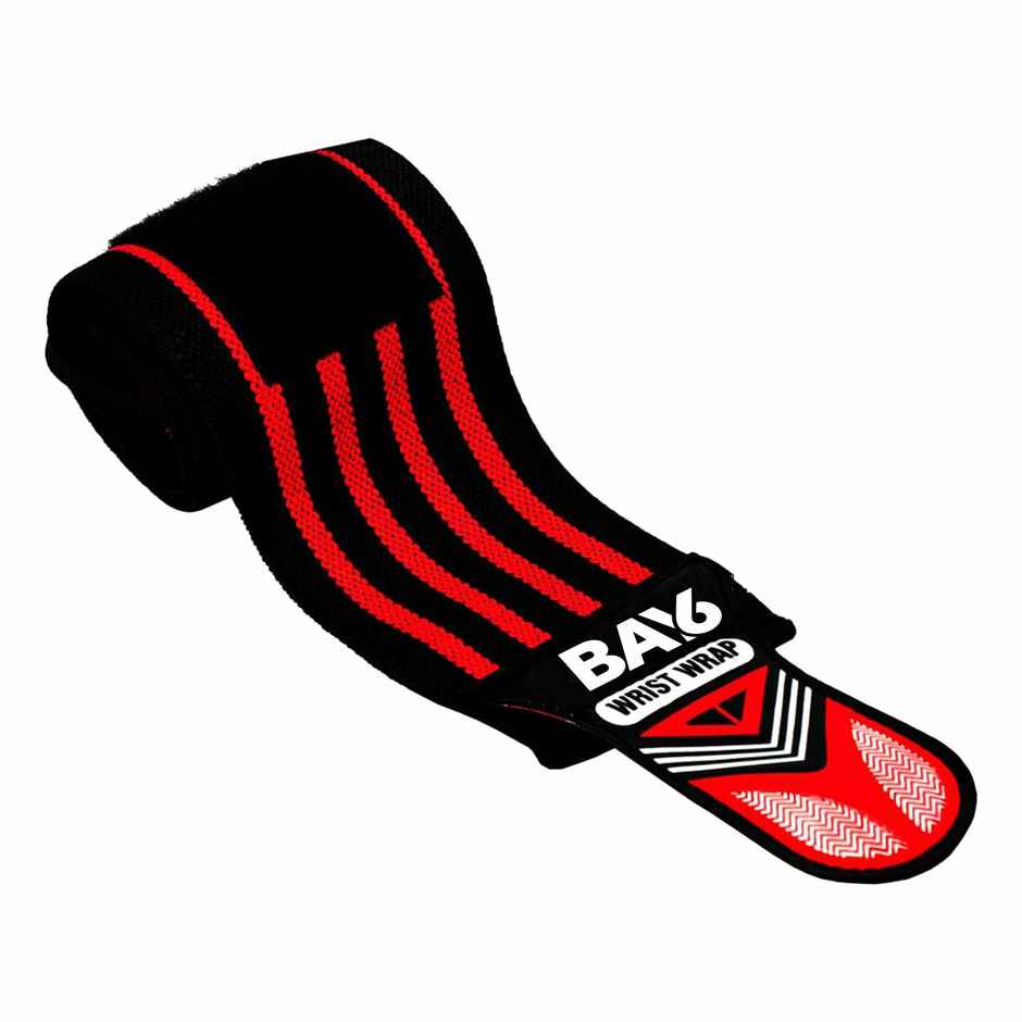BAY6 Ultimate Cotton Wrist Support with Thumb Loops | Pack of 2 | FREE SIZE | Red