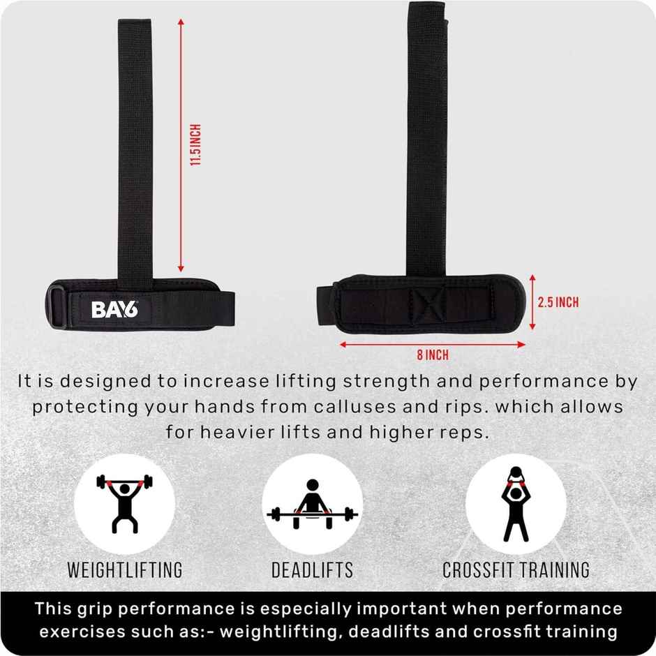 BAY6 ULTIMATE Power Weight Lifting Bar Straps with Wrist Support | Gym Workout | Bodybuilding