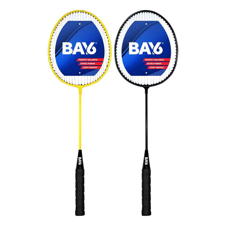BAY6 Smash Badminton Kit (2 Rackets, 3 Plastic Shuttlecocks) | Yellow-Black