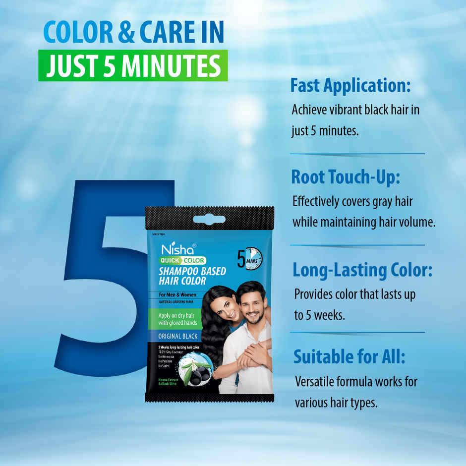 Nisha Shampoo Based Hair Color | Original Black