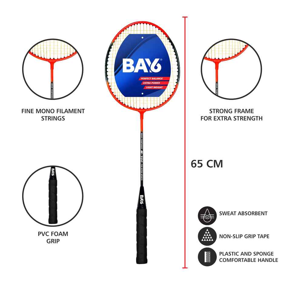 BAY6 B-100 Badminton Racket | Red