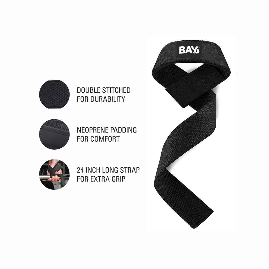 BAY6 Regular Weight Lifting Straps Wrist Supporter for Gym | Deadlift & Weightlifting Strap